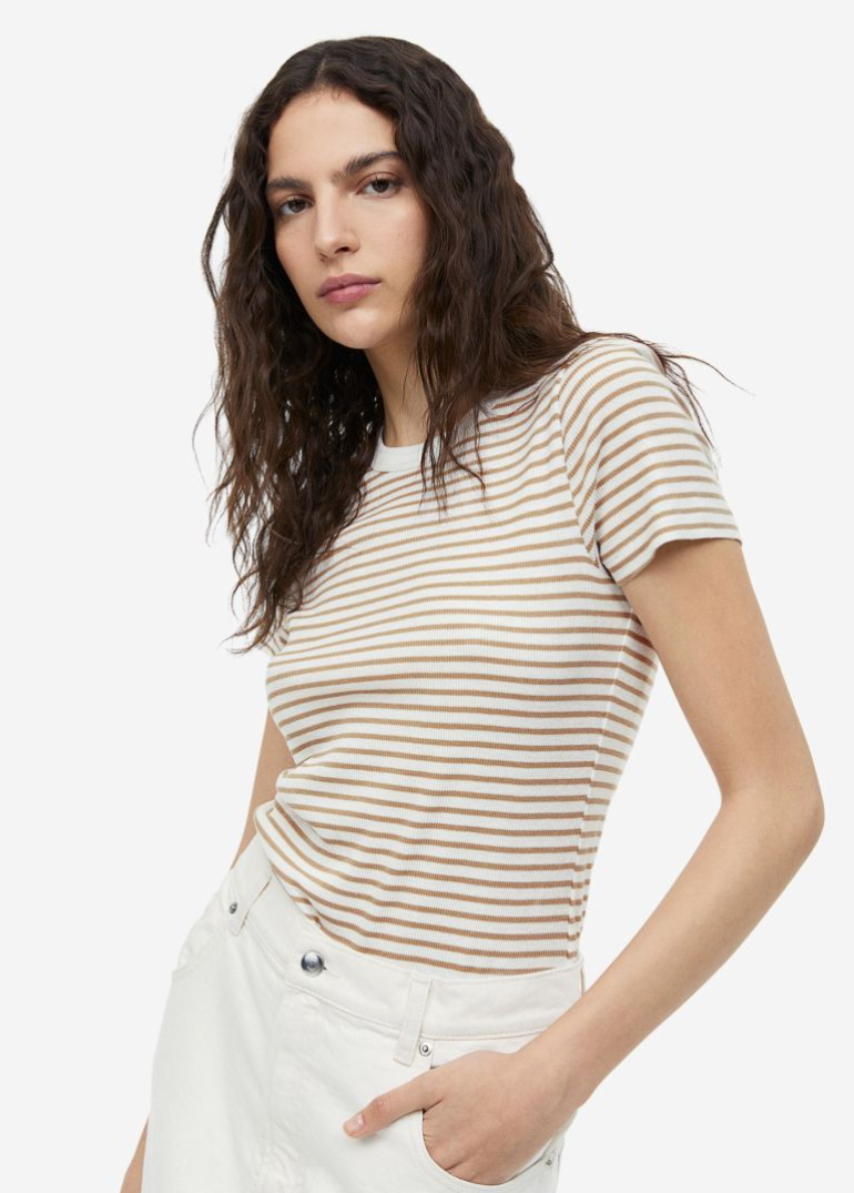 Ribbed modal T-shirt 1 Ribbed modal T-shirt