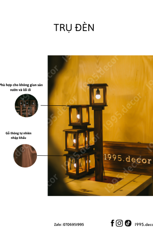 TRỤ ĐÈN GỖ DECOR – THẮP SÁNG KHÔNG GIAN