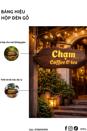 BẢNG HIỆU HỘP ĐÈN GỖ LƯỢN VIỀN